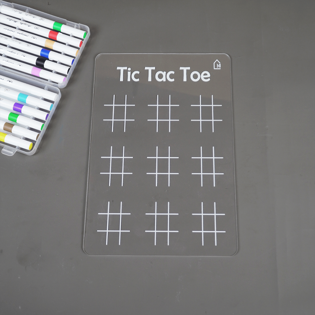 Reusable Tic Tac Toe Learning Board for Kids with pen box & Cleaning Cloth - Memories Insite